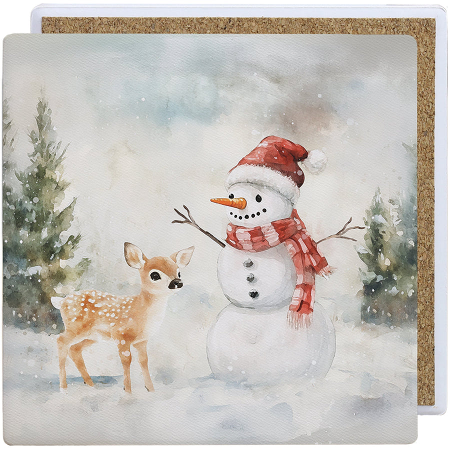 Snowman And Deer