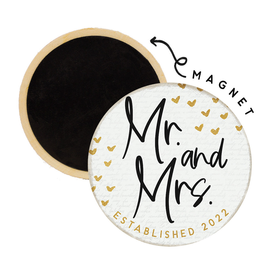 Mr. and Mrs. - Personalized Round Magnet