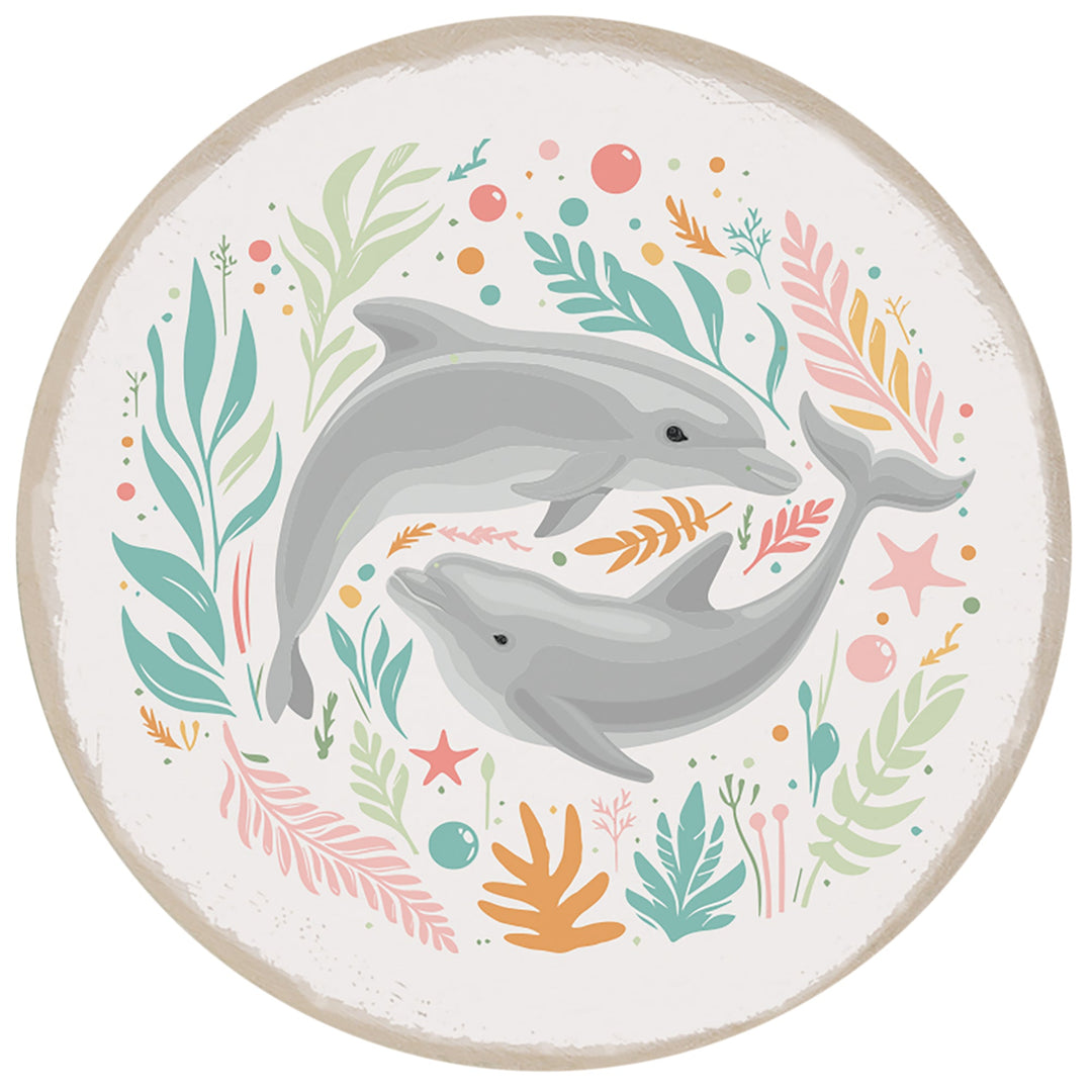 Floral Dolphins Circle