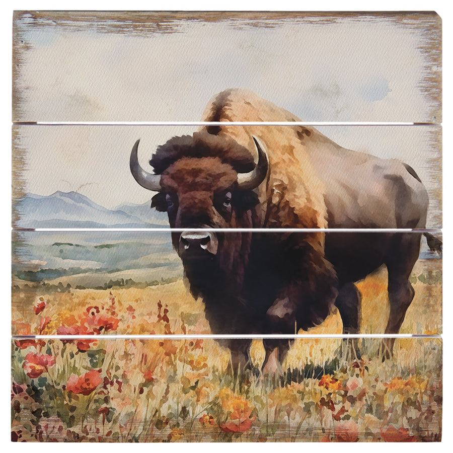 Bison Floral Scene 6"