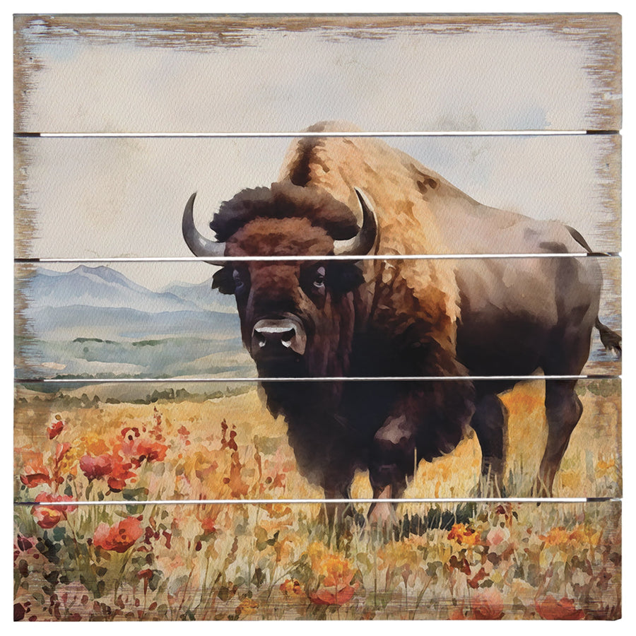 Bison Floral Scene 8"