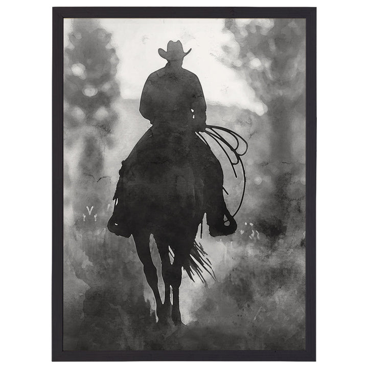 B&W Cowboy Horse