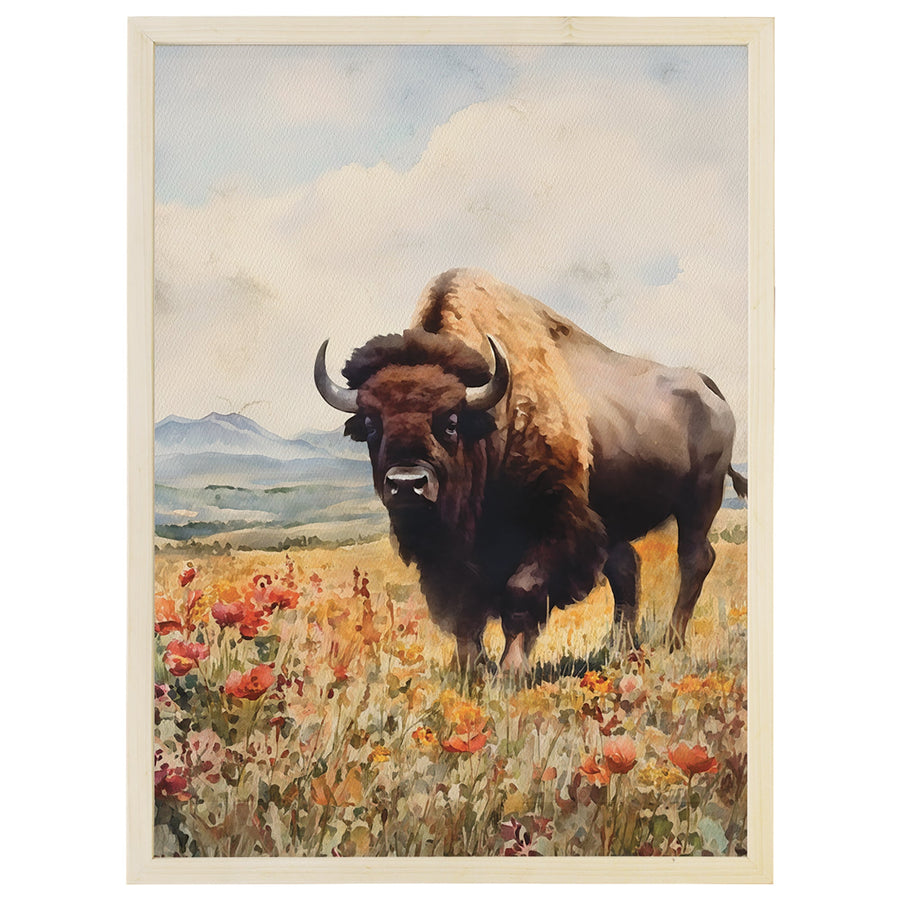 Bison Floral Scene