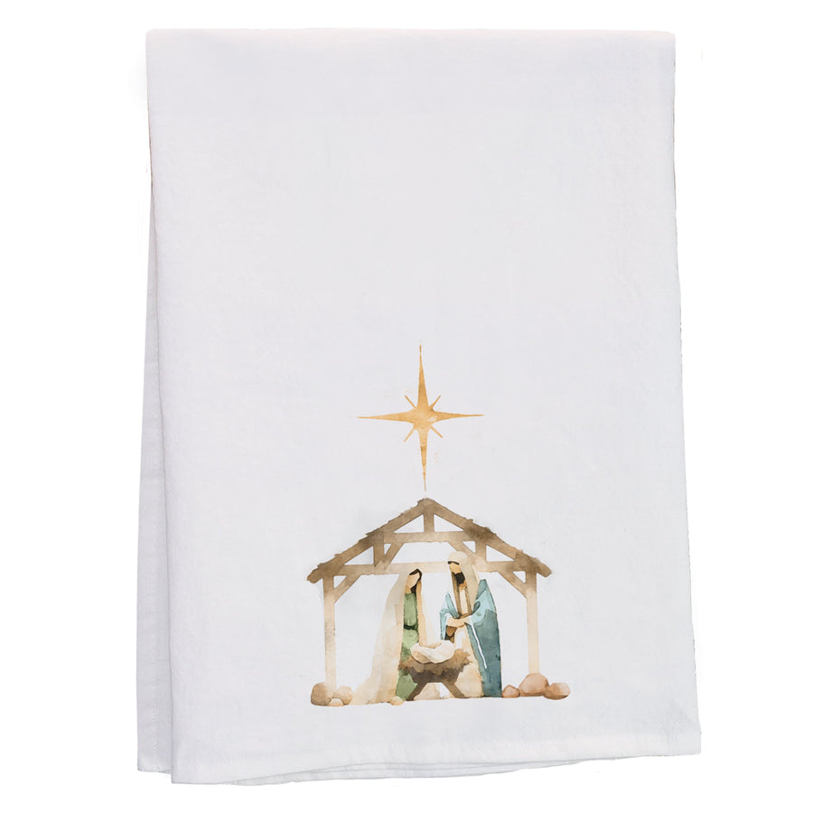 Watercolor Nativity Stable